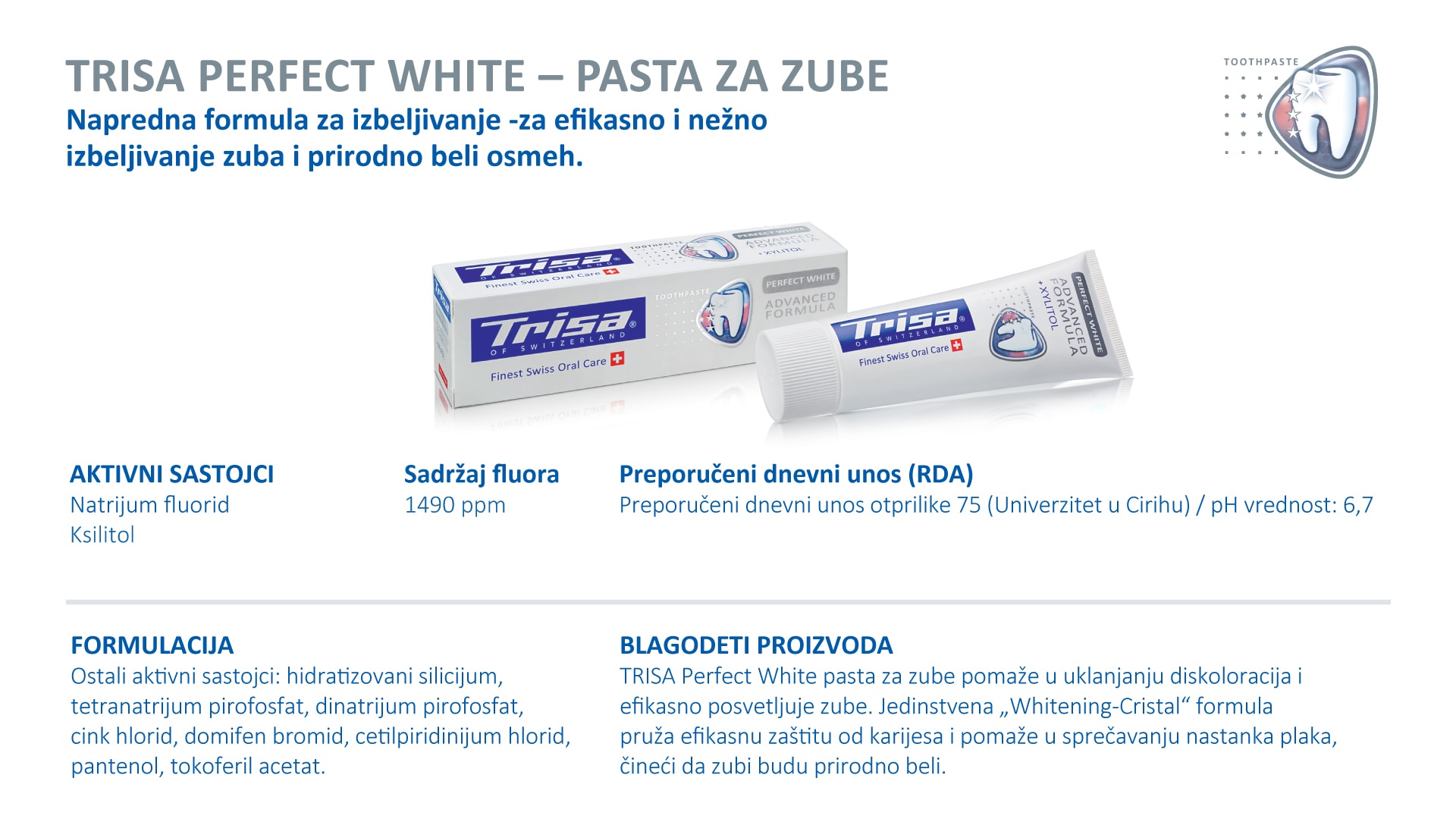 Pasta za zube TRISA Perfect White Toothpaste Banner1