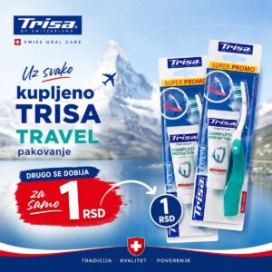 Četkica za zube TRISA Travel Medium + pasta za zube Perfect White 9ml
